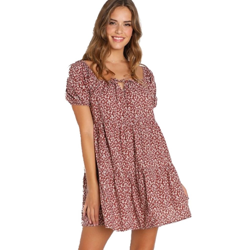 Anthropologie x Lacausa Playa Mini Babydoll Mushroom Dress Cocoa Magic MED